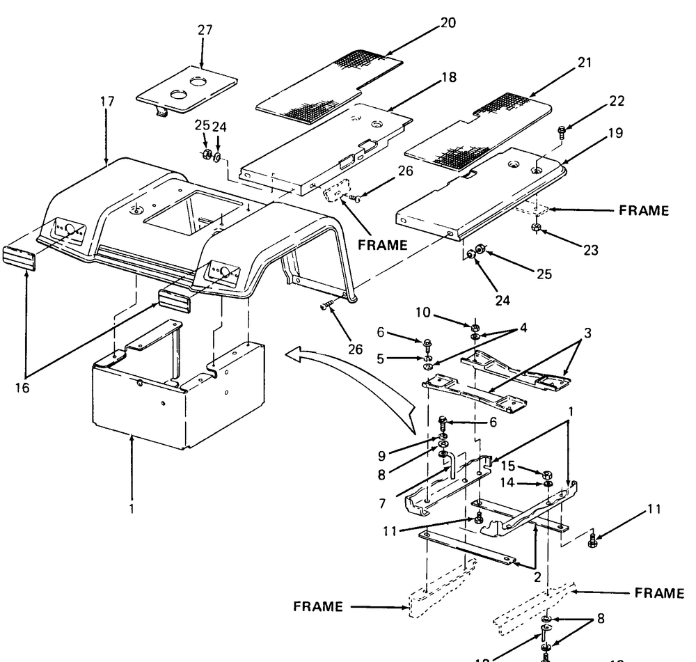 Fenders And Foot Rests Diagram and Parts List for 1015 126001-207400-130200100-131200D100-138200100-139200100 Cub Cadet Lawn Tractor